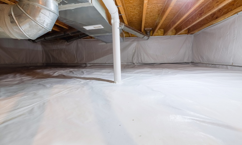Encapsulated East Bay crawlspace with vapor barrier after rodent cleanup